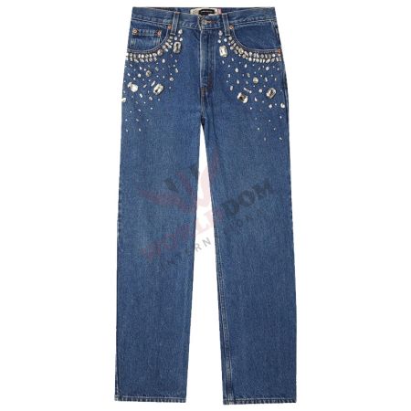 Rhinestone work Denim Pants